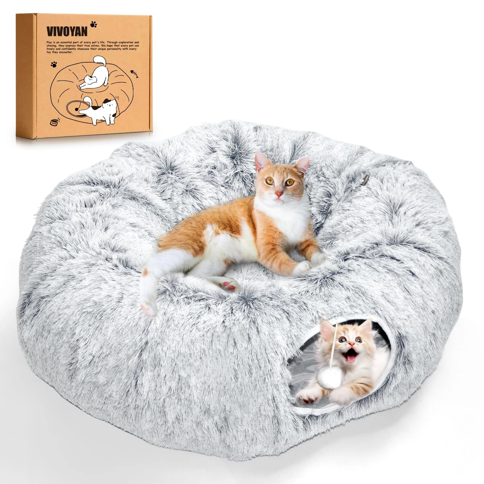 Multifunctional Cat Tunnel Toy - XL Interactive Cat Play Tunnel with Climbing...
