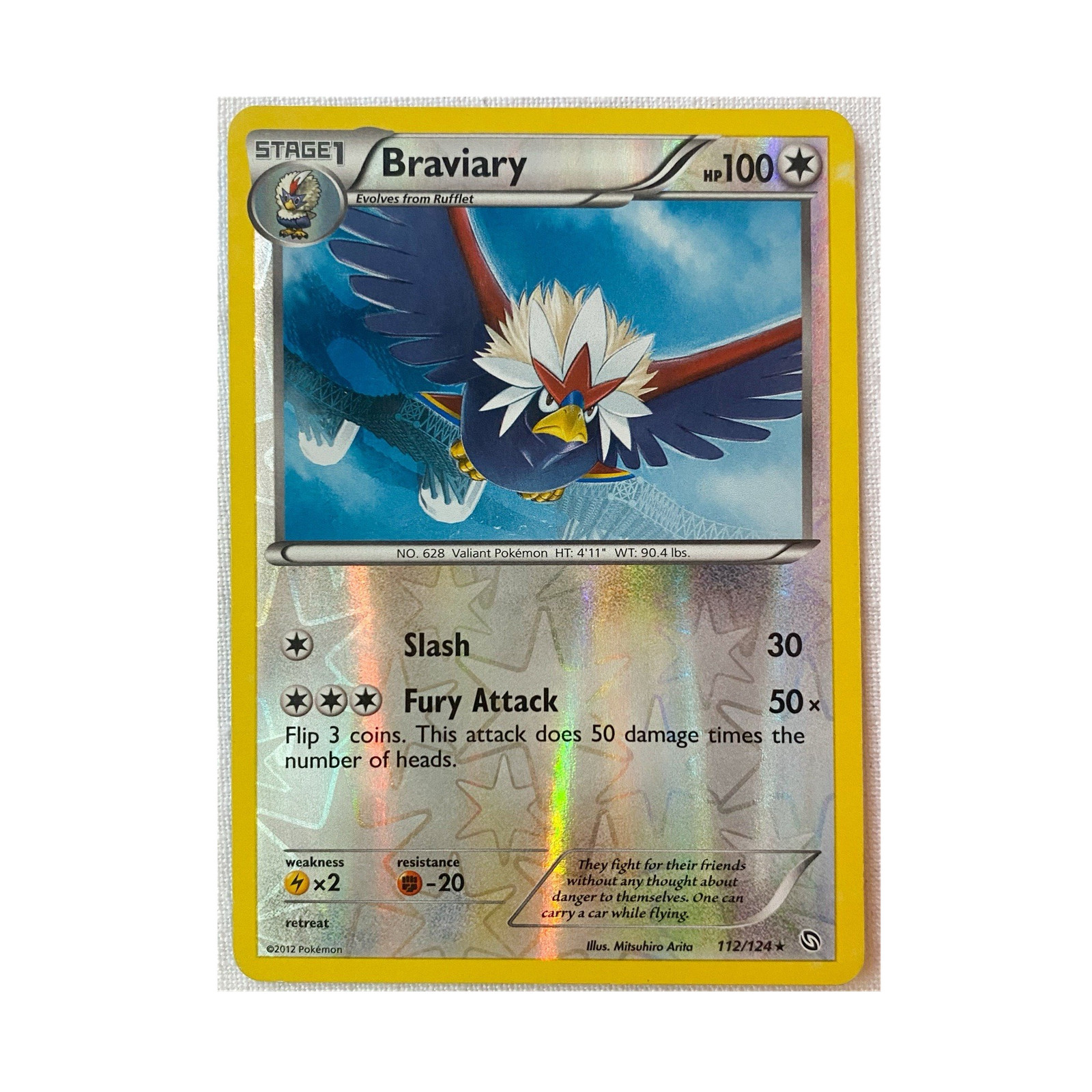 Braviary 112/124 Rare Reverse Holo Dragons Exalted Pokémon Card 2012