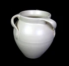 Art Pottery American 3 Slant Handle 6" Ivory Satin Vase Atributed to Haeger 1929