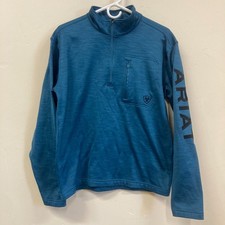 Ariat Tek Team Men's S 1/4 Zip Sweatshirt Mid States SMU Mallard Blue Black