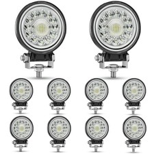 LED Tractor Work Lights, 4 Inch 99W Round Off Road Lights Spot Flood 10x99w