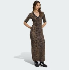  RARE Adidas Leopard Print MAXI Dress  size XS  JW2773 Women's NEW Authentic