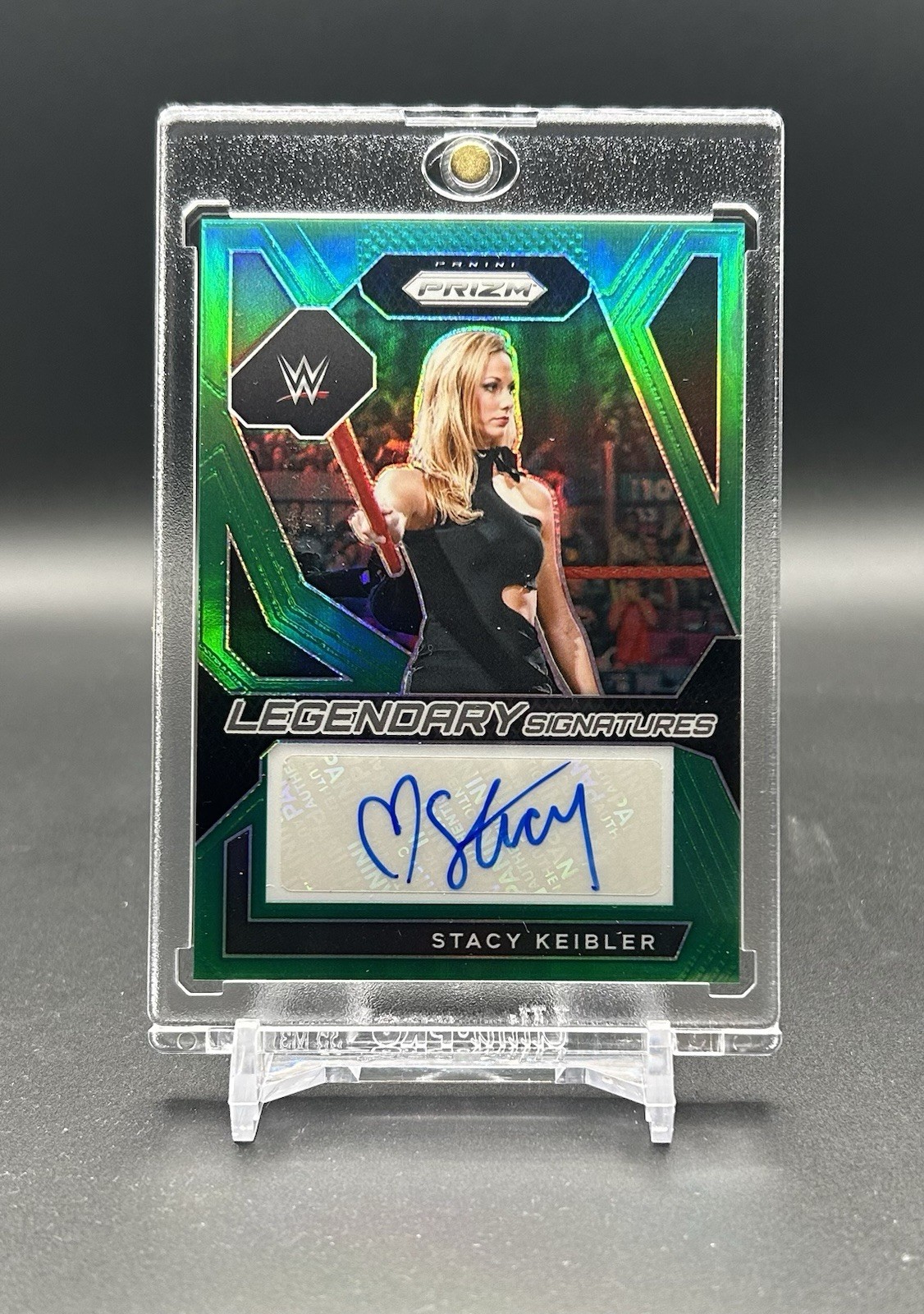 2024 Panini Prizm WWE Legendary Signatures Stacy Keibler Green Prizm Auto SSP
