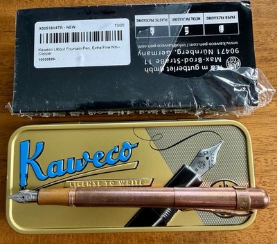 Kaweco Liliput Fountain Pen Solid Copper Raw Brass Clip EF Box & Papers