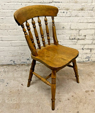 Antique Victorian Oak Farmhouse Kitchen Dining Chair (Can Deliver)
