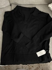 Oversized V Neck Sweater Medium Black