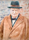11.69 × 16.06"  Winston Churchill ~ Warmth ~ watercolor SIGNED & DATED