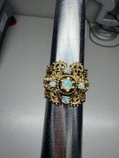 Vintage 14K Gold Australian Opal and white Pe...