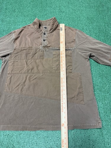 Camicia Henley patchwork Territory Ahead vintage anni 90 taglia grande marrone manica lunga - Foto 10 di 11