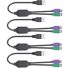4 PCS PS/2 to USB Adapter Cable PS2 Female to USB Male Converter PC Keyboard