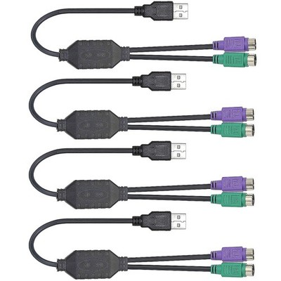 4 PCS PS/2 to USB Adapter Cable PS2 Female to USB Male Converter PC Keyboard