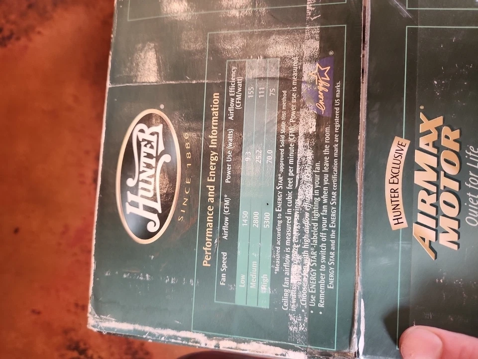 NOS Vintage Hunter Passport III 52” Ceiling Fan 3 Speed, Gloss White - Image 2 of 4