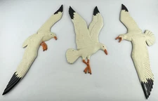 Vintage Whitehall 1973 Cast Aluminum Metal Seagulls Set of 3 MCM 