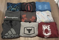 Nike, Under Armour, Champion, Adidas Youth Boys Size Medium Lot of 9 Hoodies GC 
