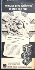 Snow Flake Soda Crackers NABISCO Leftover Idea Flaky Vintage Print Ad 1944