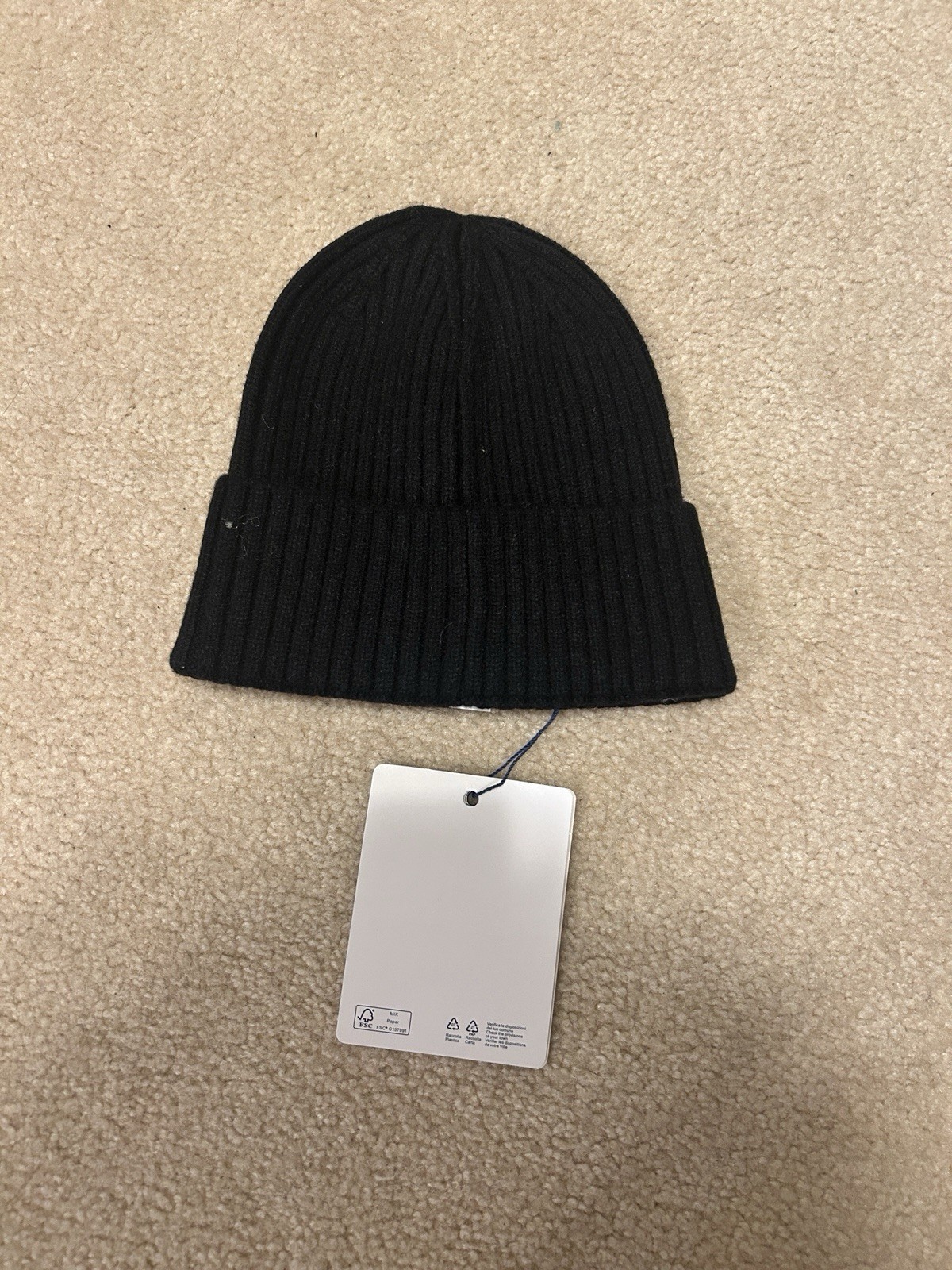 Moncler Black Wool Knit Beanie Unisex Adults Winter Hat Logo Designer Ski thumbnail 2