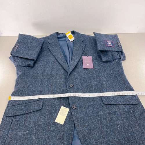 Chaqueta Blazer Marks And Spencer Abraham Moon Tweed Azul Lana Para Hombre Talla 48R Nueva con Etiquetas - Imagen 20 de 21
