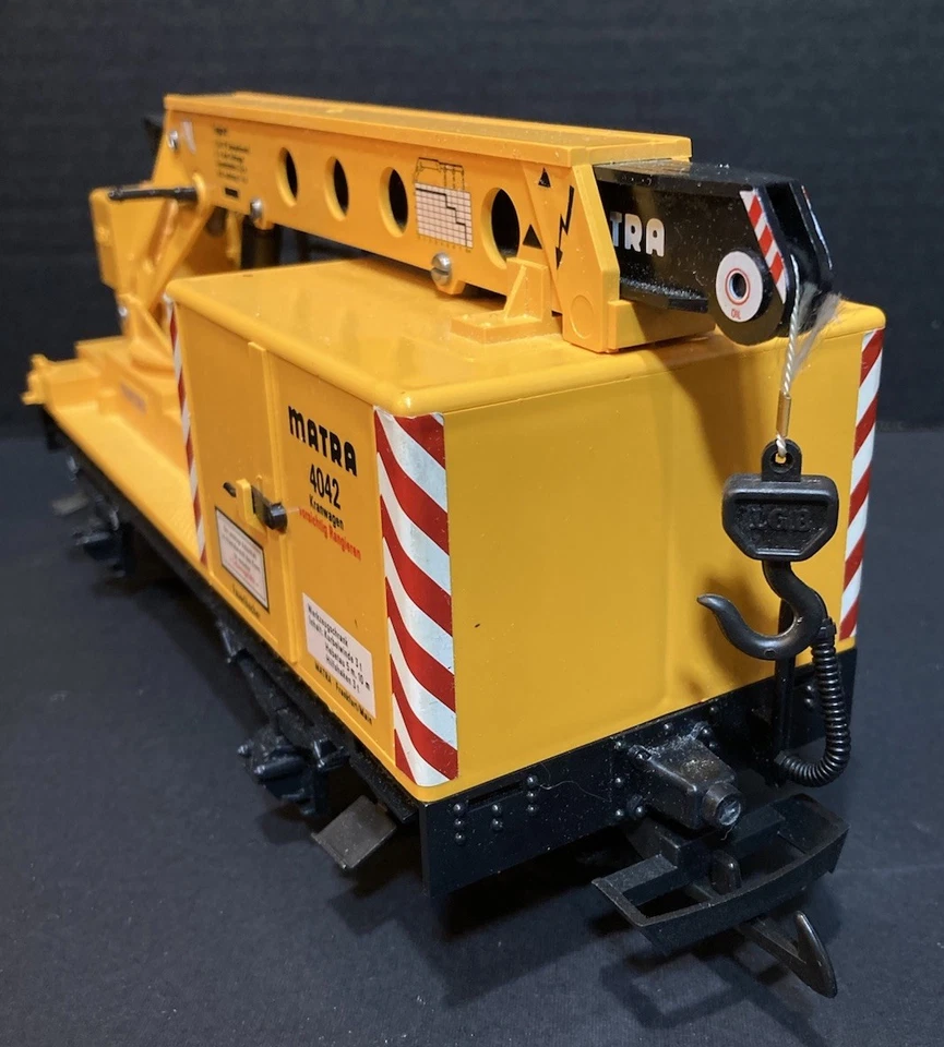 LGB 4042 G Scale Matra Yellow Construction Crane Car - Image 2 of 4