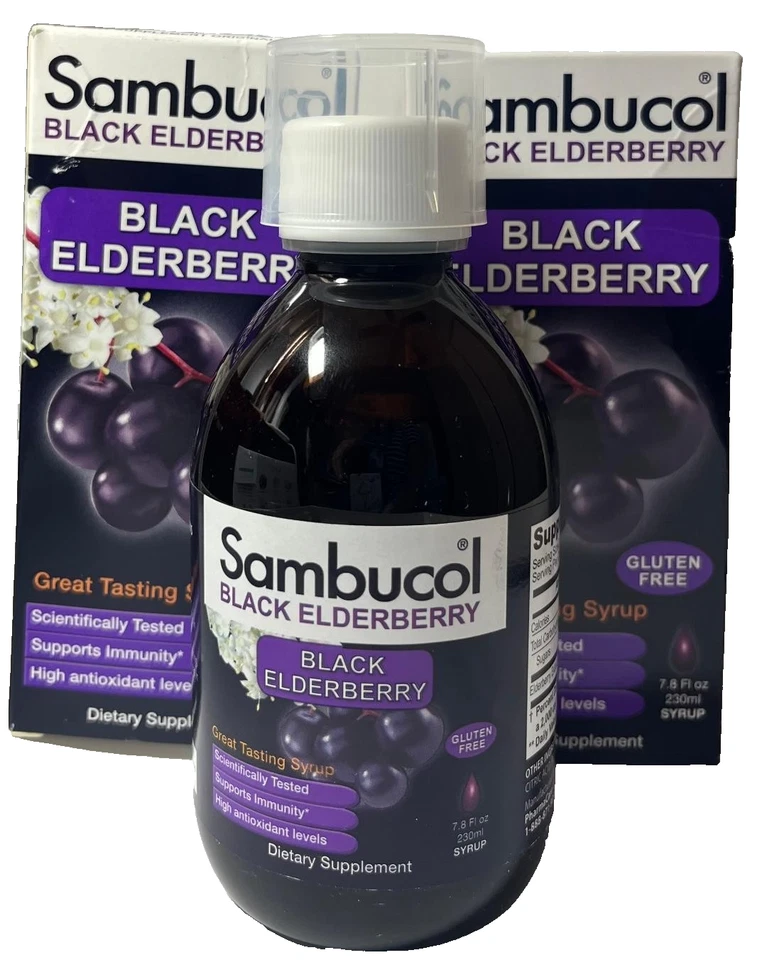 2 jarabe Sambucol BLACK SAÚCO sin gluten 7,8 OZ ea EXP 8/23 Foto 2 de 2