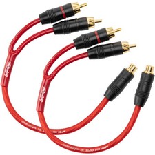 RCA Y Splitter Cable 1 Female 2 Male 1ft Oxygen Free Copper Subwoofer Stereo 2pk