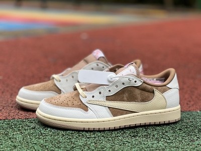 DM7886-106 Travis Scott x AJ1 Low Bred Sail/Brown Women's Size 4-13