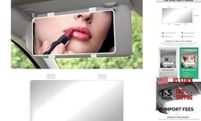 Car Sun Visor Vanity Mirror, HD Rearview Sun-Shading Cosmetic Mirror with White