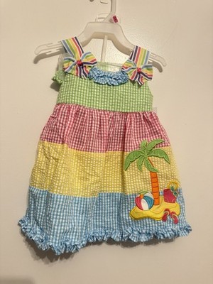 Girls EMILY ROSE Flip Flop Beach Dress Sz 18 months Sundress Sear Sucker 