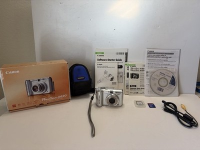 Canon PowerShot A630 8.0MP Digital Camera Silver SD Card Box Case Manual Tested