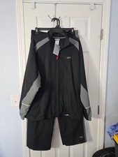 Reebok Y2K VTG Mens XL Tracksuit Black Grey Full Zip Jacket Pants Set NEW
