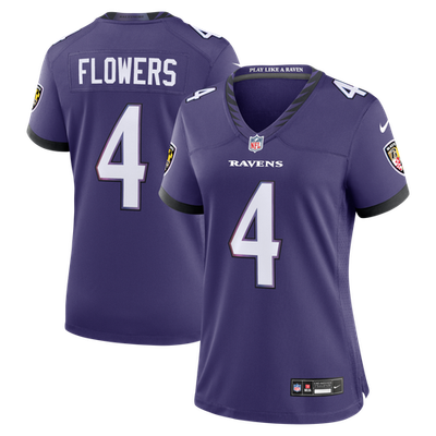 Baltimore Ravens Zay Flowers #4 Nike Women's Purple 2026 NFL Game