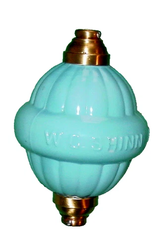 Vintage Lightning Rod Orb Blue Milk Glass Ball WC Shinn Lamp Project Parts USA