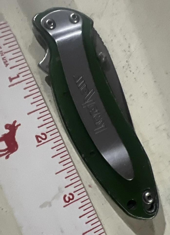 Navaja de bolsillo verde con clip para cinturón Kershaw de una sola hoja EE. UU. Foto 2 de 4