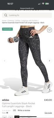Adidas Optime Essentials Stash Pocket Full-Length Leggings - Schwarz Gr. XL NEU