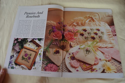 Just CrossStitch Magazine March Apr 1992 Vol 9 #6 Pansies Rosebuds Strawberries - Picture 3 of 11