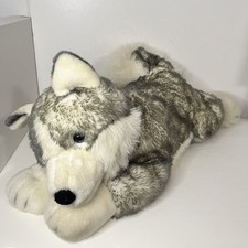 Aurora Super Flopsies Mush 28" Plush Soft Stuffed Husky Dog Gray Blue Eyes Jumbo