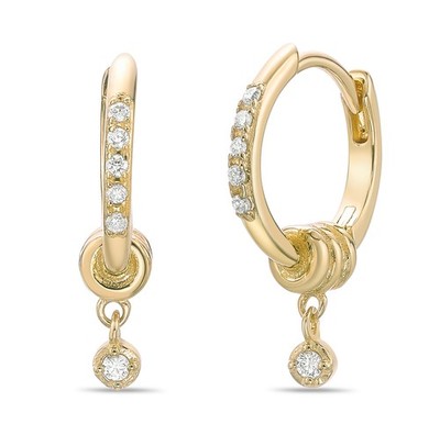 18K Gelbgold plattierte Silber Ohrhänger Creolen mit 0,08ct Lab Grown Diamant