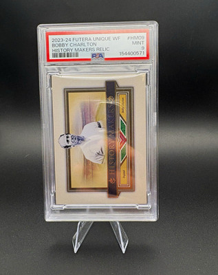 Futera 2023-24 Unique WF Bobby Charlton History Makers Relic #HM09 /29 PSA 9