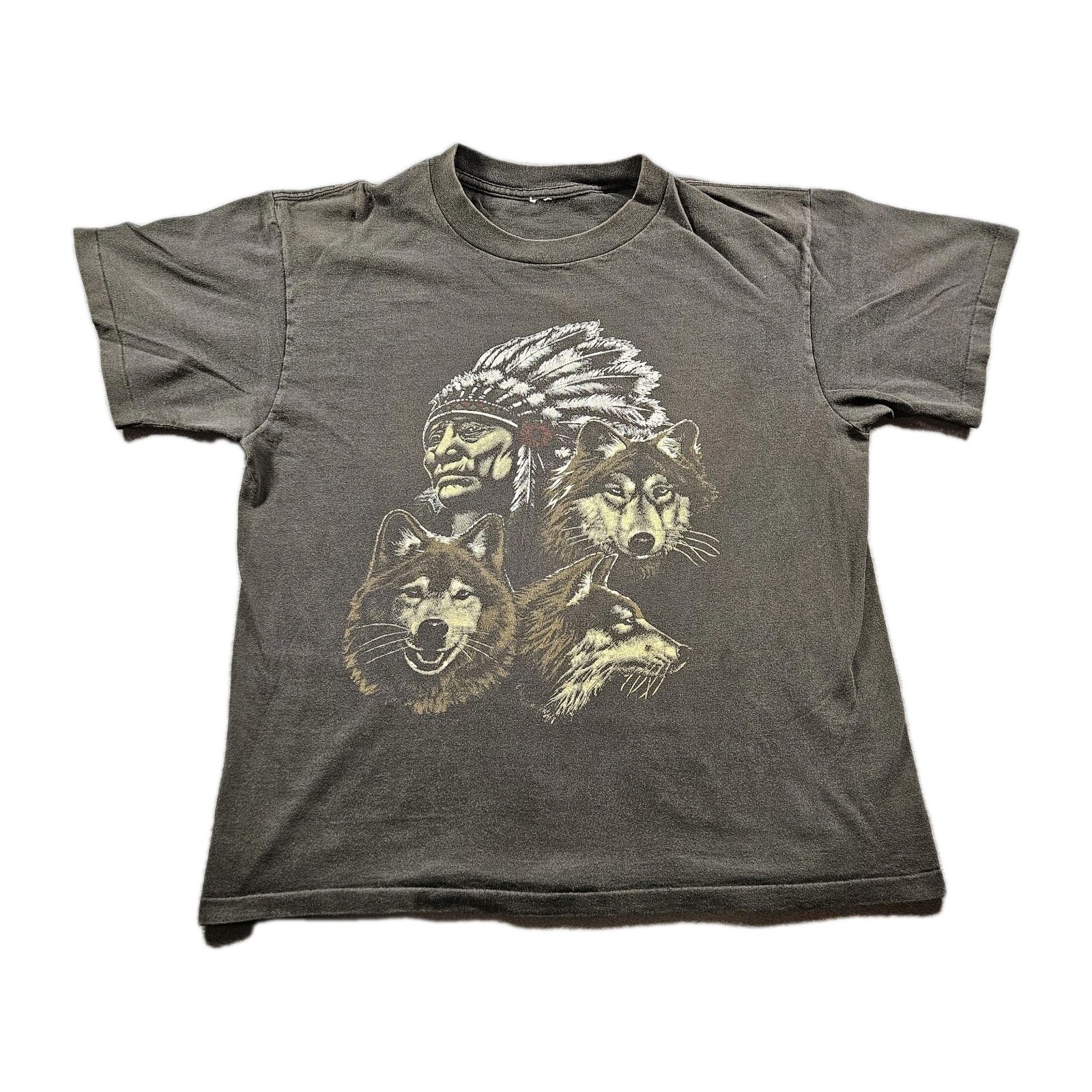 Vintage Wolf Nature Graphic T-Shirt 80s 90s Faded Single-Stitch Size Large