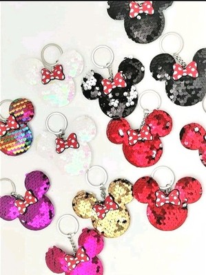 12 pc Minnie Sparkly BLINK Plush Reversible Sequin 3'' Key Chain Appeal Backpack