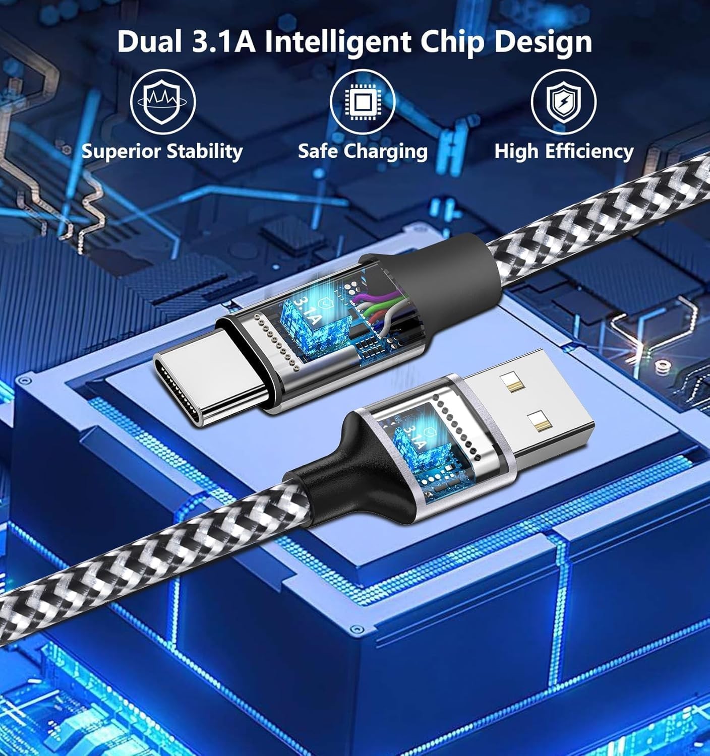 Car Carplay Cable Fast Charging for iPhone 16, [MFi Certified] 3Pack 3FT USB A t