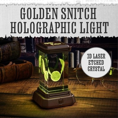 NEU Harry Potter Golden Snitch holografisches Licht 3D Laser-geätzter Kristall     