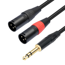 1/4 TRS to Dual XLR Male Y-Splitter Stereo Breakout Cable 1/4 Inch 6.35Mm to 2