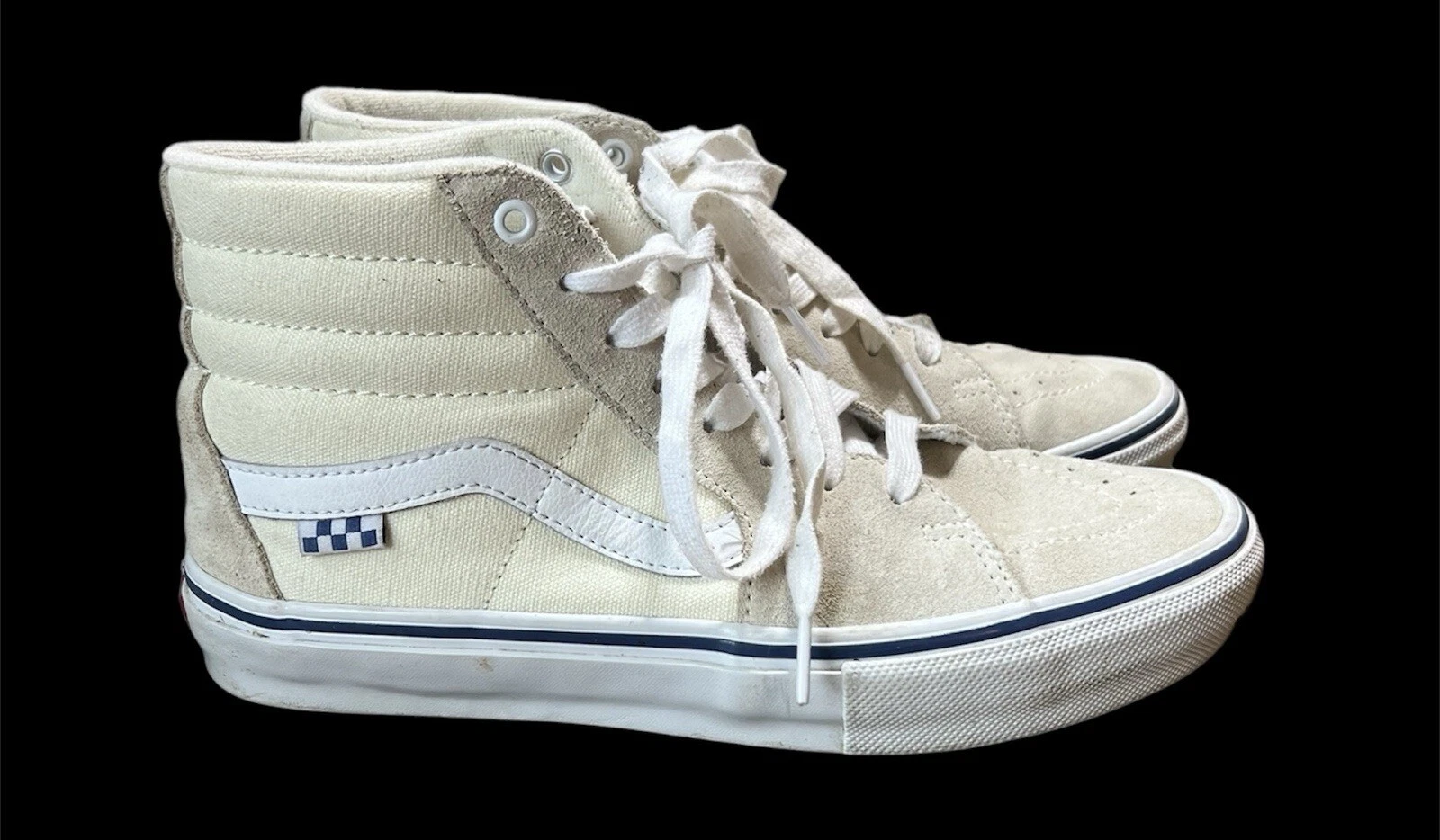 SCARPE DA SKATE VANS ALTE IN TELA SCAMOSCIATA SNEAKERS UOMO TAGLIA 8 BIANCO SPORCO PANNA