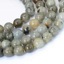 Labradorite Gemstone Round Beads - Natural Grey Crystals - 8mm Dia - 1 Strand