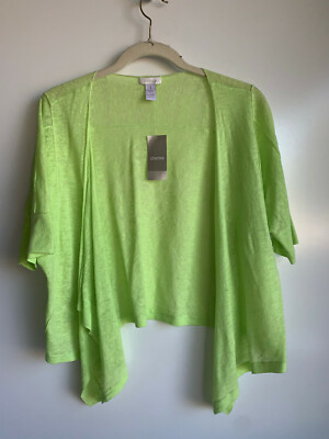 NWT $69 CHICO'S Bree Bubble Cardigan Sweater in Applemint, Size 1 = Size 8 ~NEW