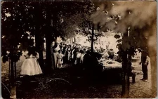 c1910 TIOGA PA GROUP DINNER OR EVENT OUTDOORS REAL PHOTO RPPC POSTCARD 38-60