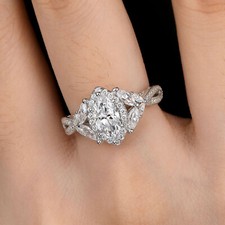 Wedding Engagement Promise Ring Art Deco Style Rings for Women Sterling Silver