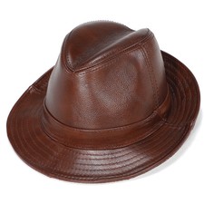 Mens Casual Real Leather Outdoor Winter Warm Thick Top Hat Autumn Jazz Cap New