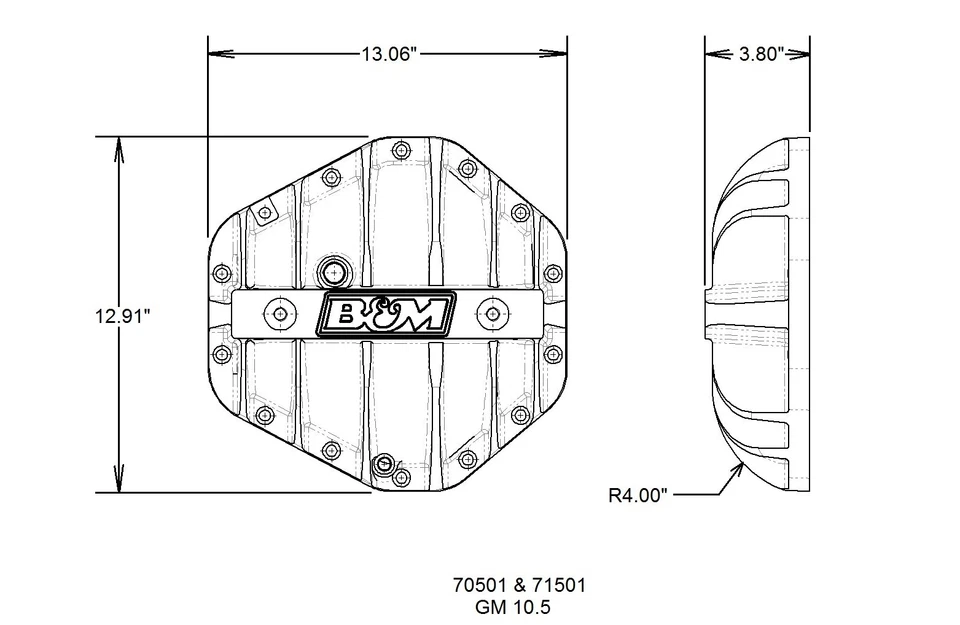 Cubierta diferencial de aluminio B&M Hi-Tek para 1973-2020 GMC/Chevrolet/Cadillac Foto 4 de 4