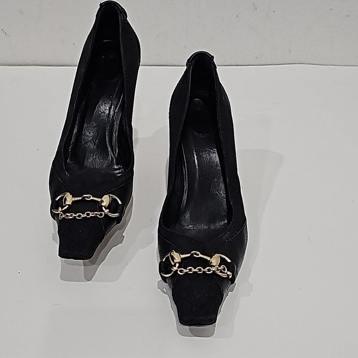 Vintage Gucci Tom Ford GG Supreme Monogram Canvas Horsebit Heel